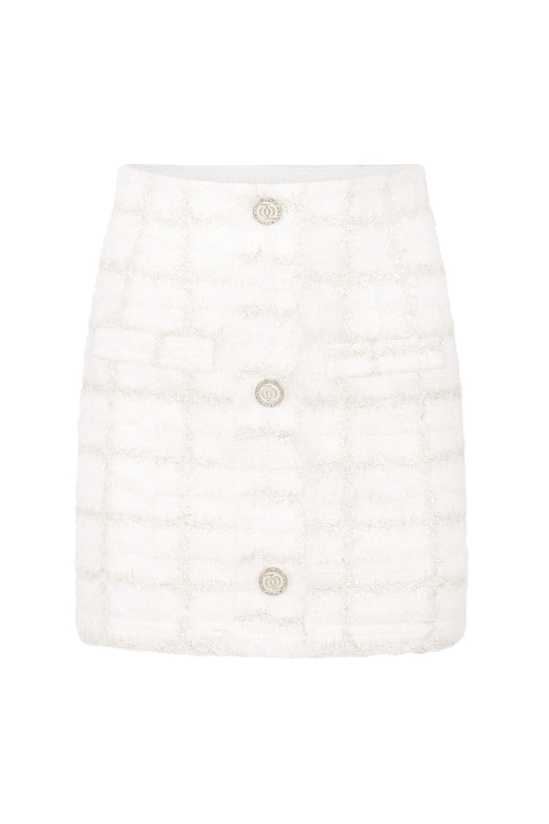Executive Tweed Skirt White