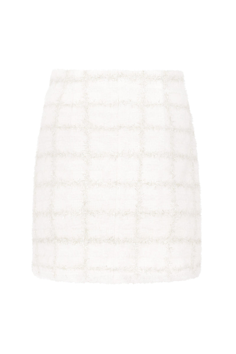 Executive Tweed Skirt White