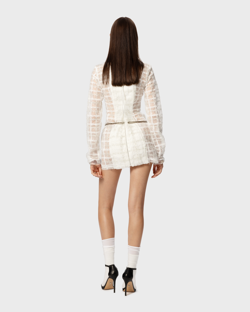 Executive Tweed Dress White