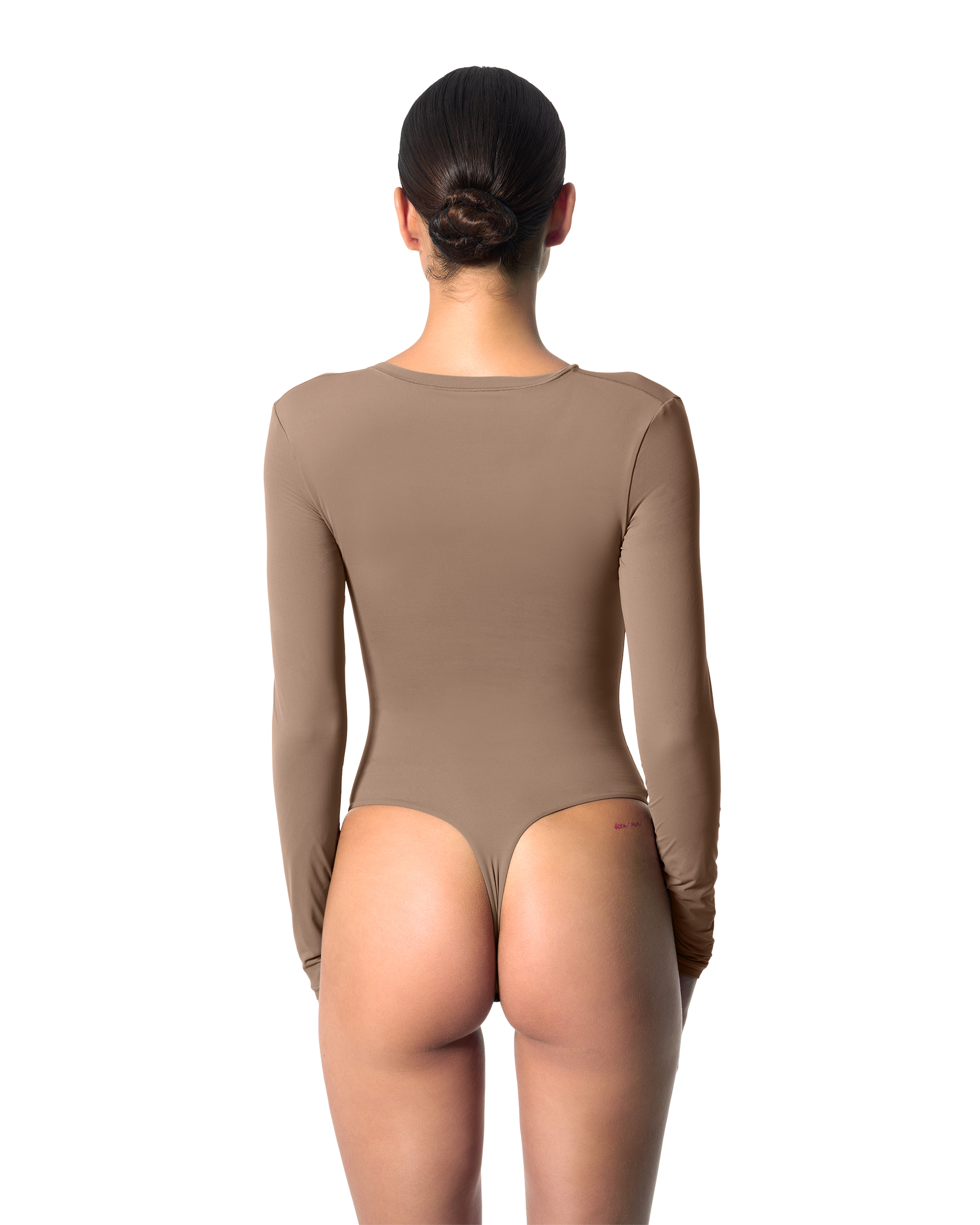 Second Skin Long Sleeve Crew-Neck Bodysuit Mushroom