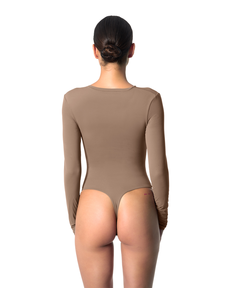 Second Skin Long Sleeve Crew-Neck Bodysuit Mushroom
